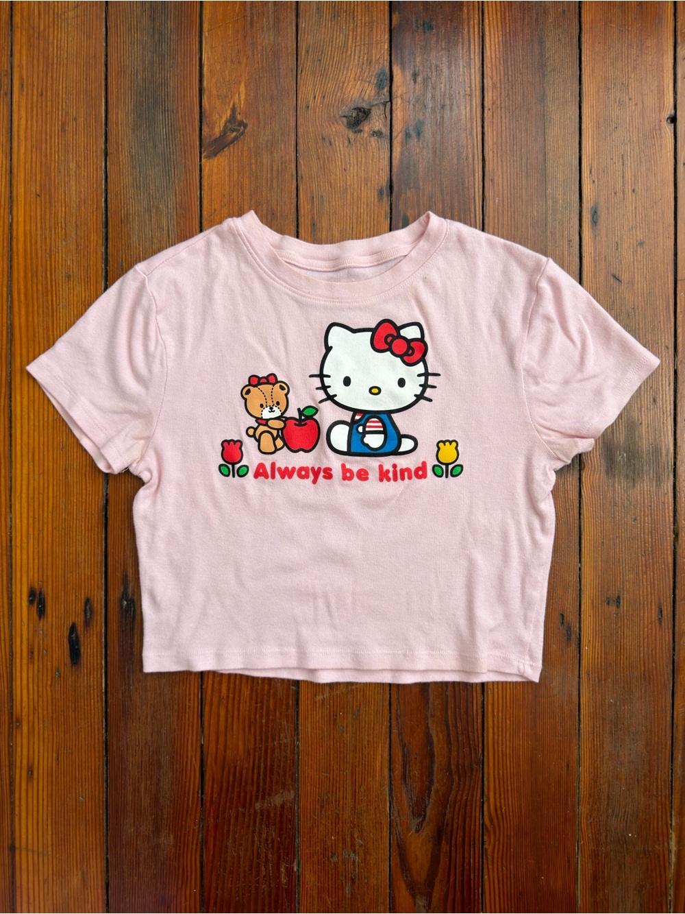 Sanrio Hello Kitty Always Be Kind pink baby tee 100% cotton